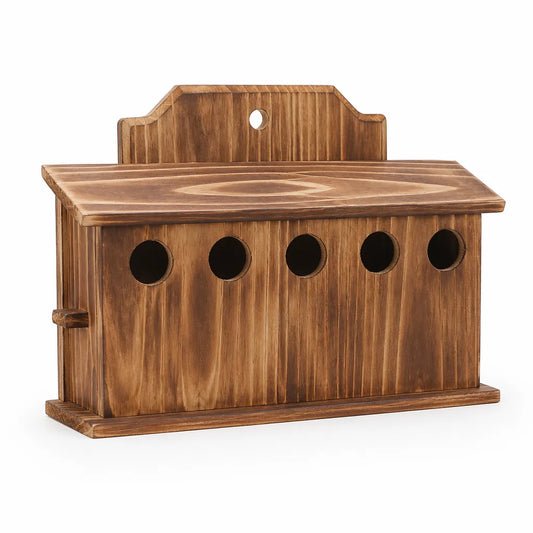 Weather-Resistant Wood Garden Birdhouse with Multiple Openings